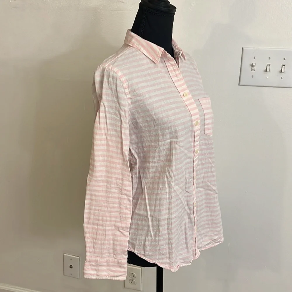 J.Crew Linen and Cotton Striped Button Down, Sz. S.